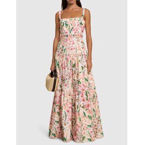 Agua By Agua Bendita Lima pink floral print linen maxi dress